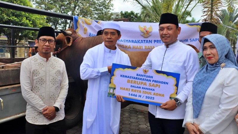 Seno Aji Serahkan Sapi Kurban dari Presiden Prabowo Subianto