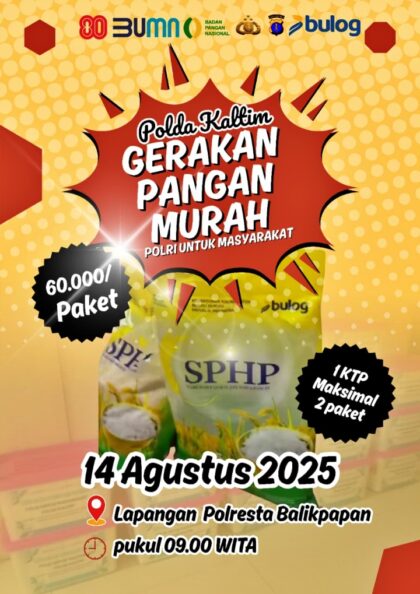 Polda Kaltim Jual Beras Murah di Polresta Balikpapan Besok